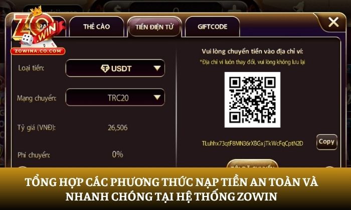 nạp tiền Zowin