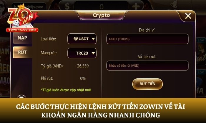 rút tiền Zowin