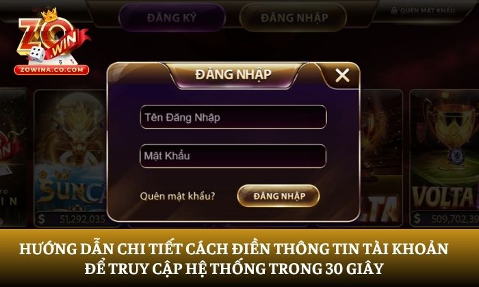 đăng nhập Zowin