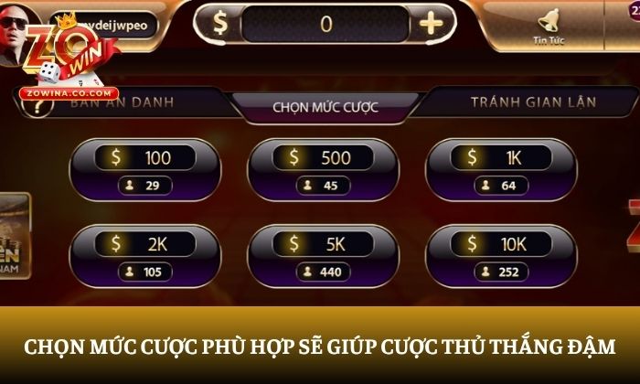 Chọn mức cược phù hợp sẽ giúp cược thủ thắng đậm